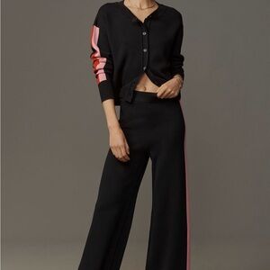 Maeve Black Track Pants with Pink Side Stripe